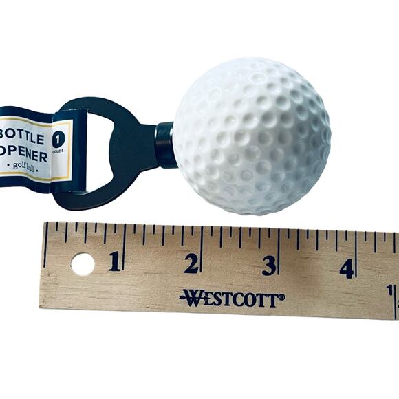 NEW Golf Ball BOTTLE OPENER 3.5” Black Metal White Sports Ball Bar Accessory NWT - Picture 2 of 4